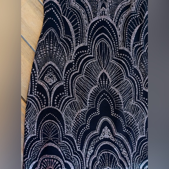 Jump Apparel Black Rose Gold Glitter Holiday Cocktail Party Dress Stretch Size S - Picture 2 of 3